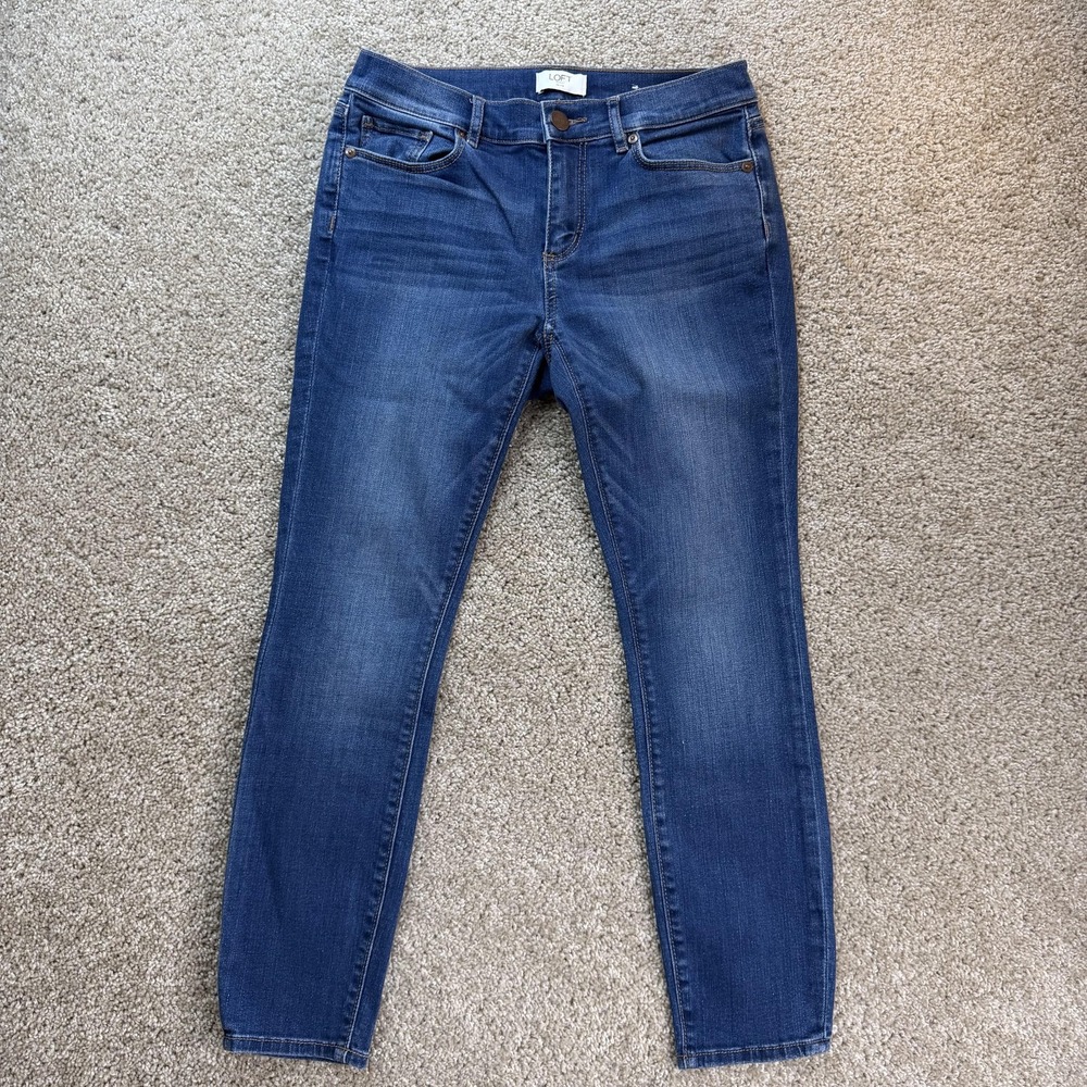 LOFT Outlet Skinny Jeans Womens 4P Medium Wash Blue Petite Stretch Denim